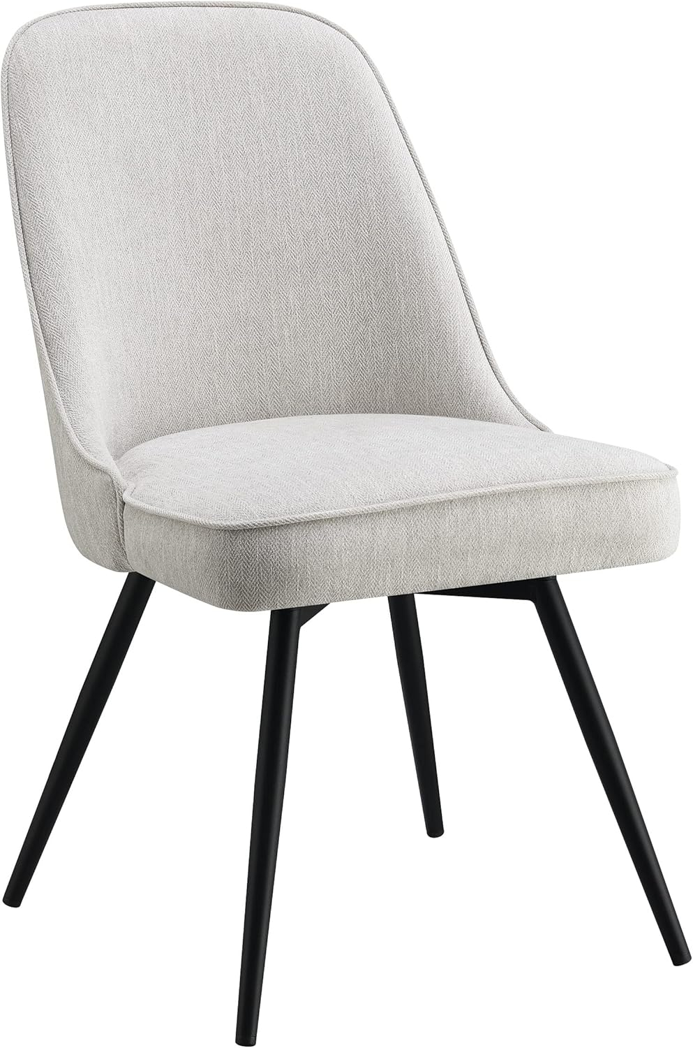 Martel Swivel Chair in Charcoal Herringbone Fabric with Black Legs