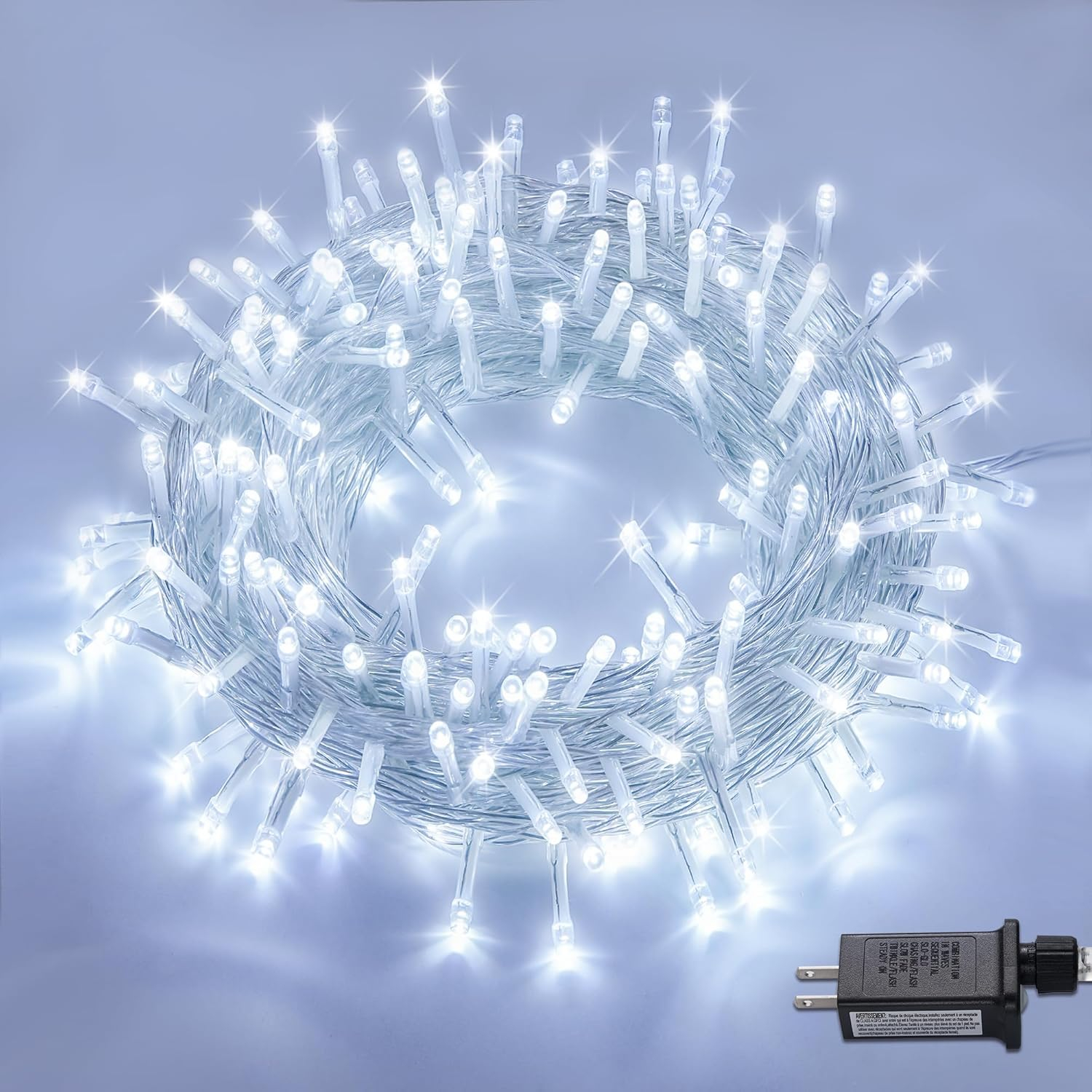 Sinhoon 100 LED Twinkle Fairy Light String 33 Feet 8 Modes White & Tail Plug Holiday Decoration