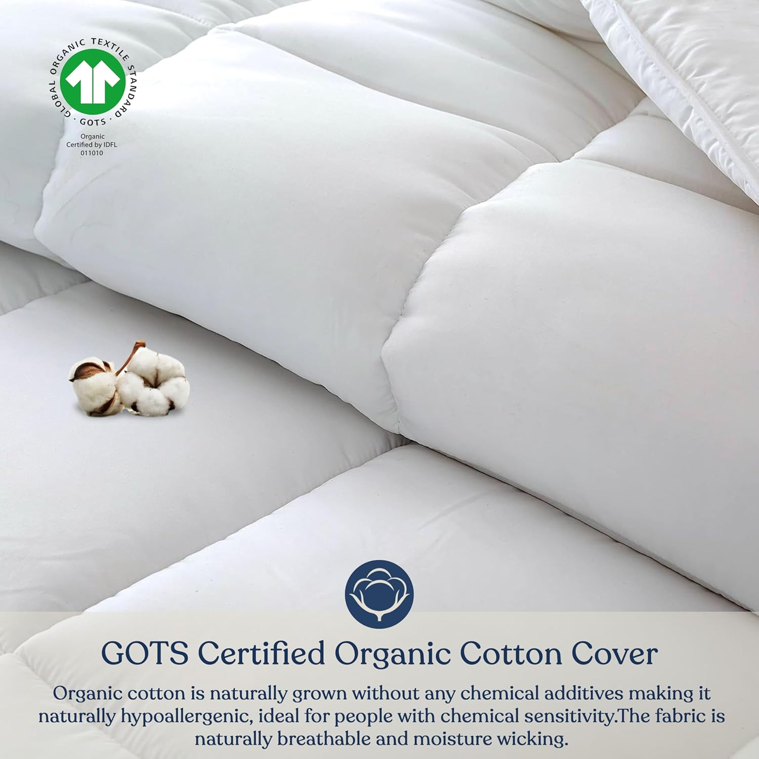 Down Alternative Summer/Spring Lightweight Duvet Insert Organic Cotton Shell