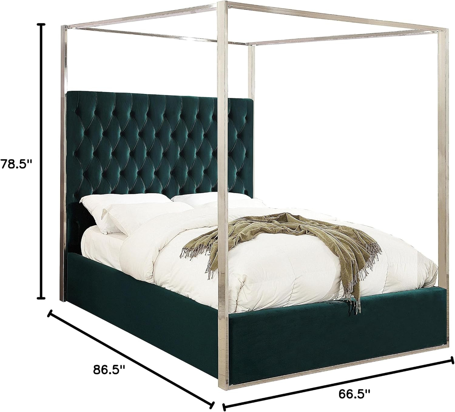 Porter Green Velvet Queen Bed-Color:Green Velvet,Style:Contemporary