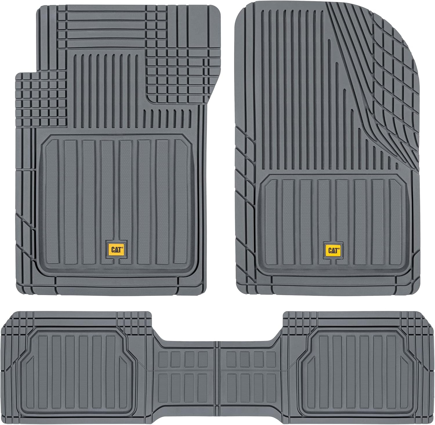 Cat® ToughLiner™ Rubber Car Floor Mats for Auto Truck SUV & Van, Full Custom Trim to Fit Liners, Advanced Performance Heavy Duty Odorless Car Mats, All Weather Protection, Gray