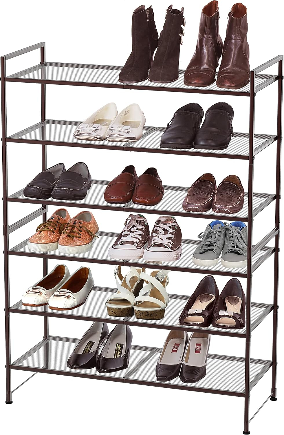 Simple Houseware 3-Tier Stackable Mesh Shoe Rack, Bronze