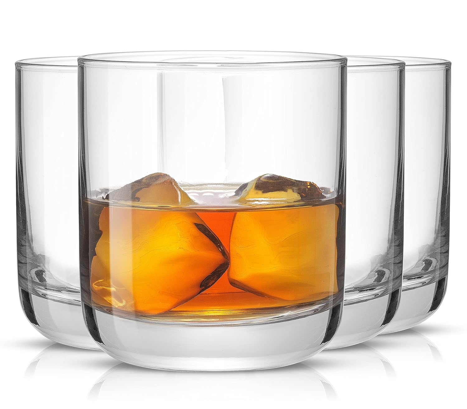 JoyJolt Nova Crystal Drinking Glasses - Short Tumbler Drinking Glass Set - Set of 4