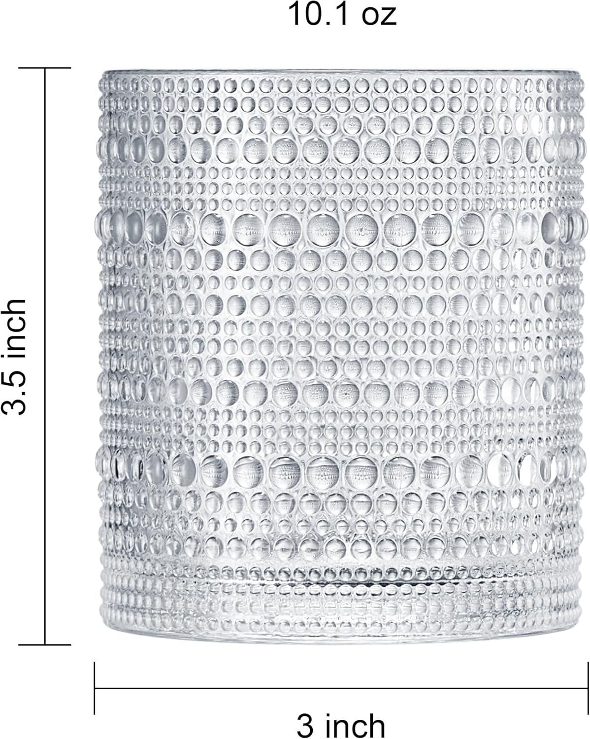 Khen Plastic Hobnail Drinking Glasses Set of 4 Clear Cups 14oz, Shatterproof & Unbreakable Acrylic Beaded Design, BPA-Free, Dishwasher Safe Indoor/Outdoor Drinkware for Water, Juice, Cocktails