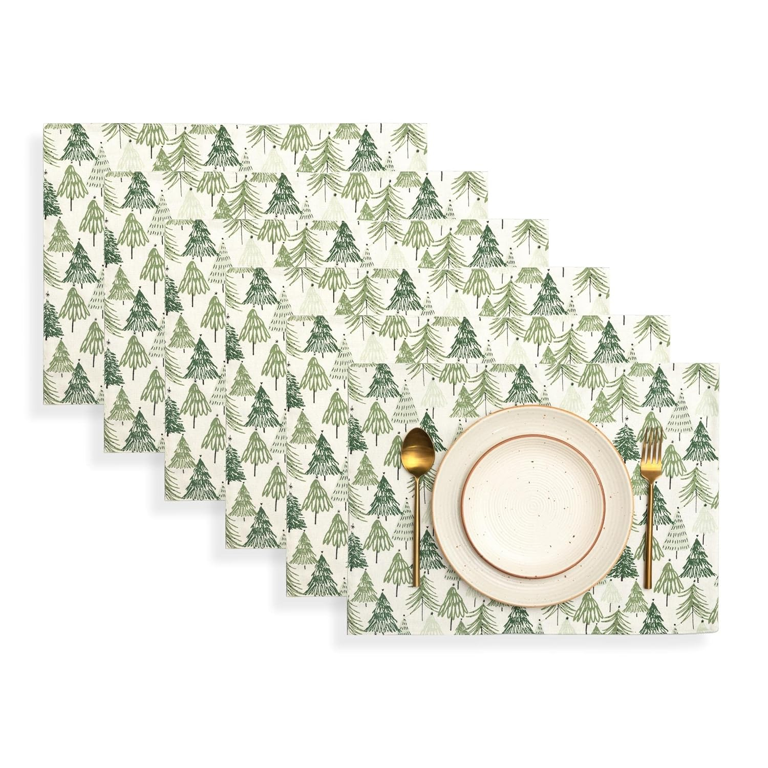 Folkulture Woven Placemats Set of 6, 100% Cotton Table Placemats Heat Resistant, Washable for Boho or Farmhouse Decor 14" x 19" (Christmas Story)