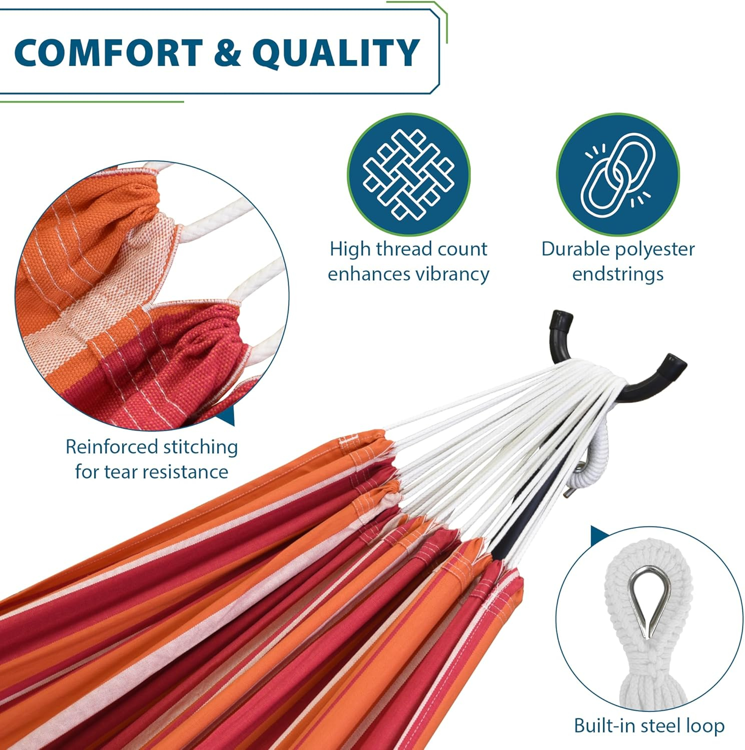 Double Cotton Hammock with Stand Combo (9ft/280cm)