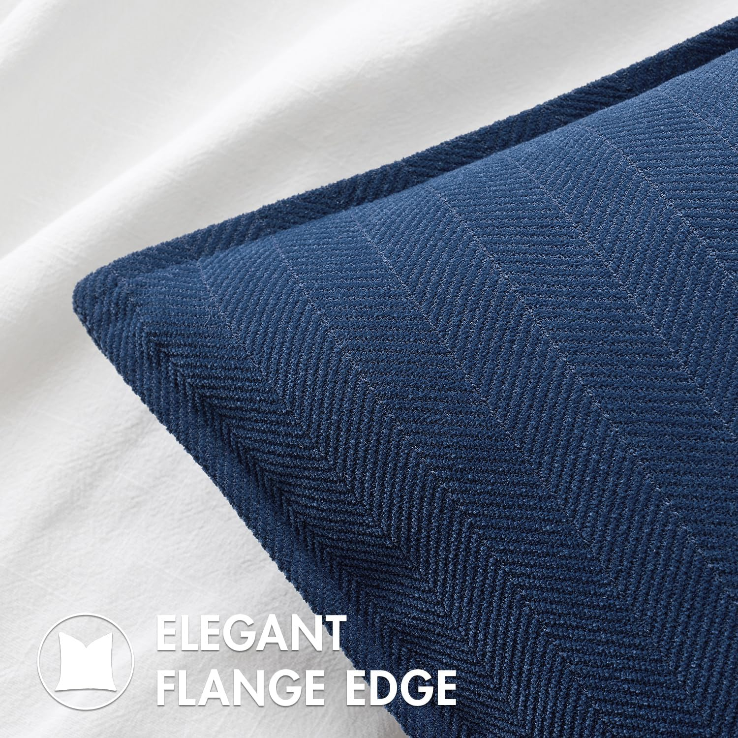 MIULEE Decorative Linen Pillow Covers 24x24 Inch Navy Blue ​Boho Farmhouse​ ​Neutral Couch Throw Pillows for Bed Pack of 2 Accent Outdoor Pillowcase Modern Sofa Cushion Livingroom Home Decor