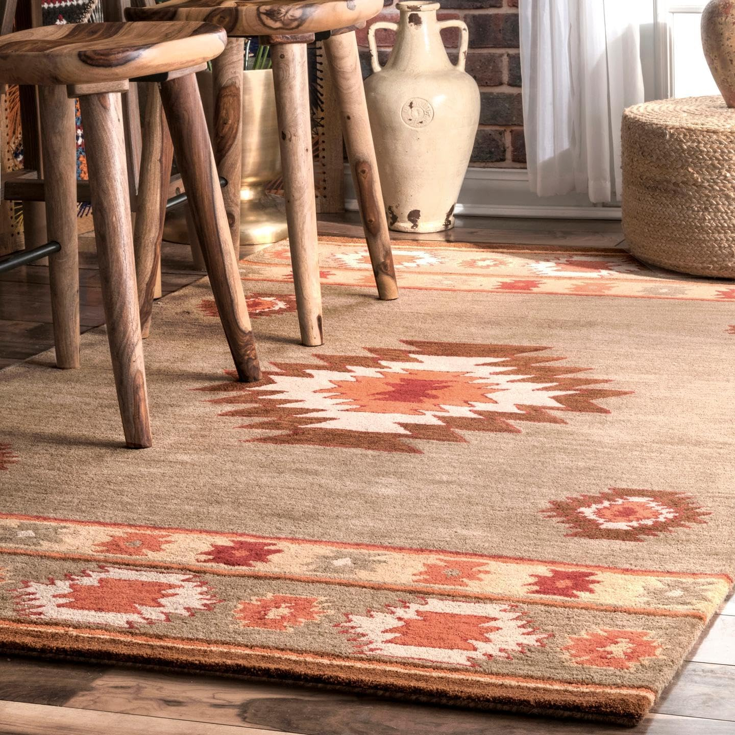 Shyla Abstract Sage Doormat 3 ft. x 5 ft. Area Rug