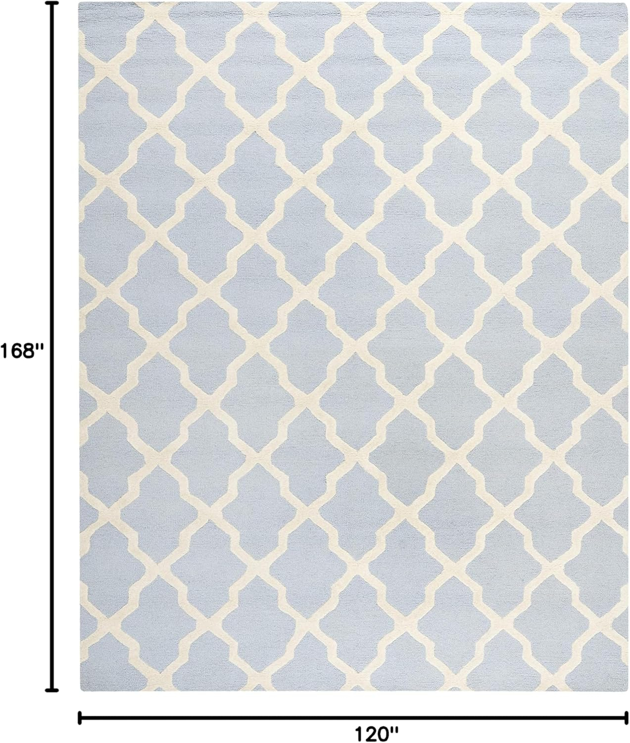 SAFAVIEH Cambridge Liam Geometric Wool Area Rug, Light Blue/Ivory, 10' x 14'