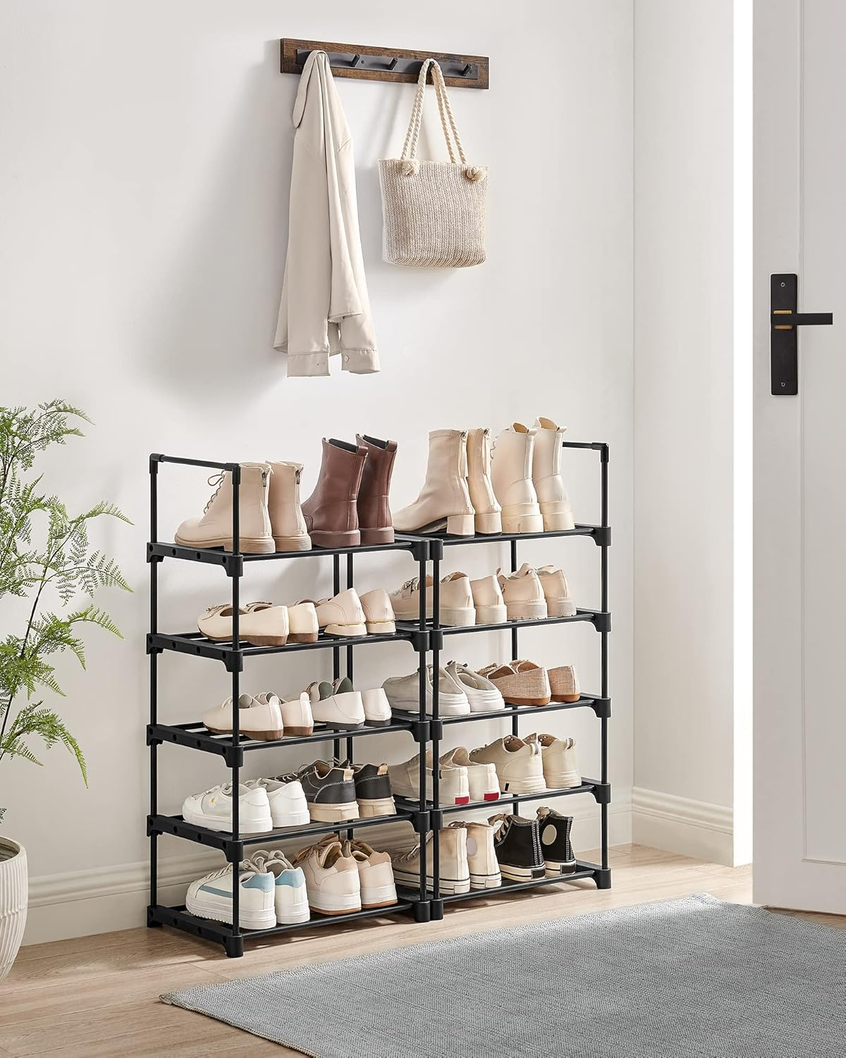Shoe Rack, 10 Tier Shoe Organizer, Metal Shoe Storage Shelf for 20 Pairs of Shoes, Easy to Assemble, Entryway
