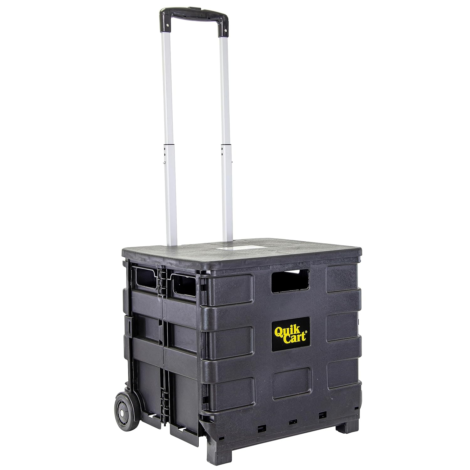 dbest products Quik Cart Sport Collapsible Rolling Crate on Wheels for Teachers Tote Basket 80 lbs Capacity, Made from Heavy Duty Plastic , Black