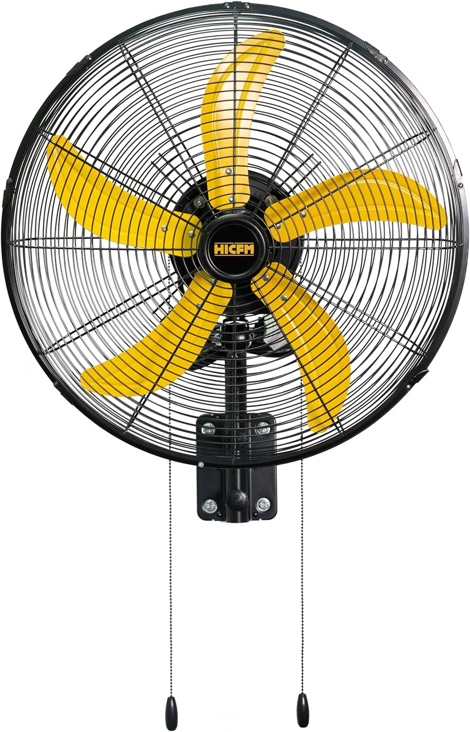 20 in. Oscillating Wall Fan, 4800 CFM High Velocity Industrial Mounted Wall Heavy-Duty Fans in Yellow with 3 Speeds