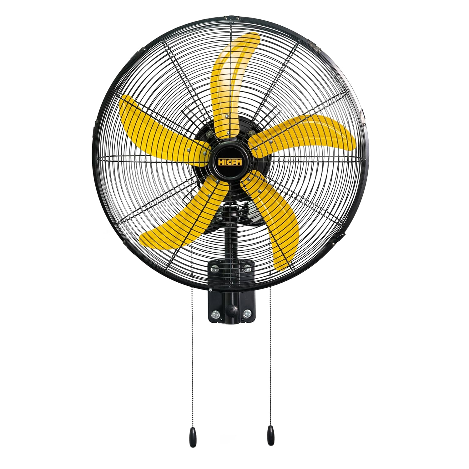 20 in. Oscillating Wall Fan, 4800 CFM High Velocity Industrial Mounted Wall Heavy-Duty Fans in Yellow with 3 Speeds