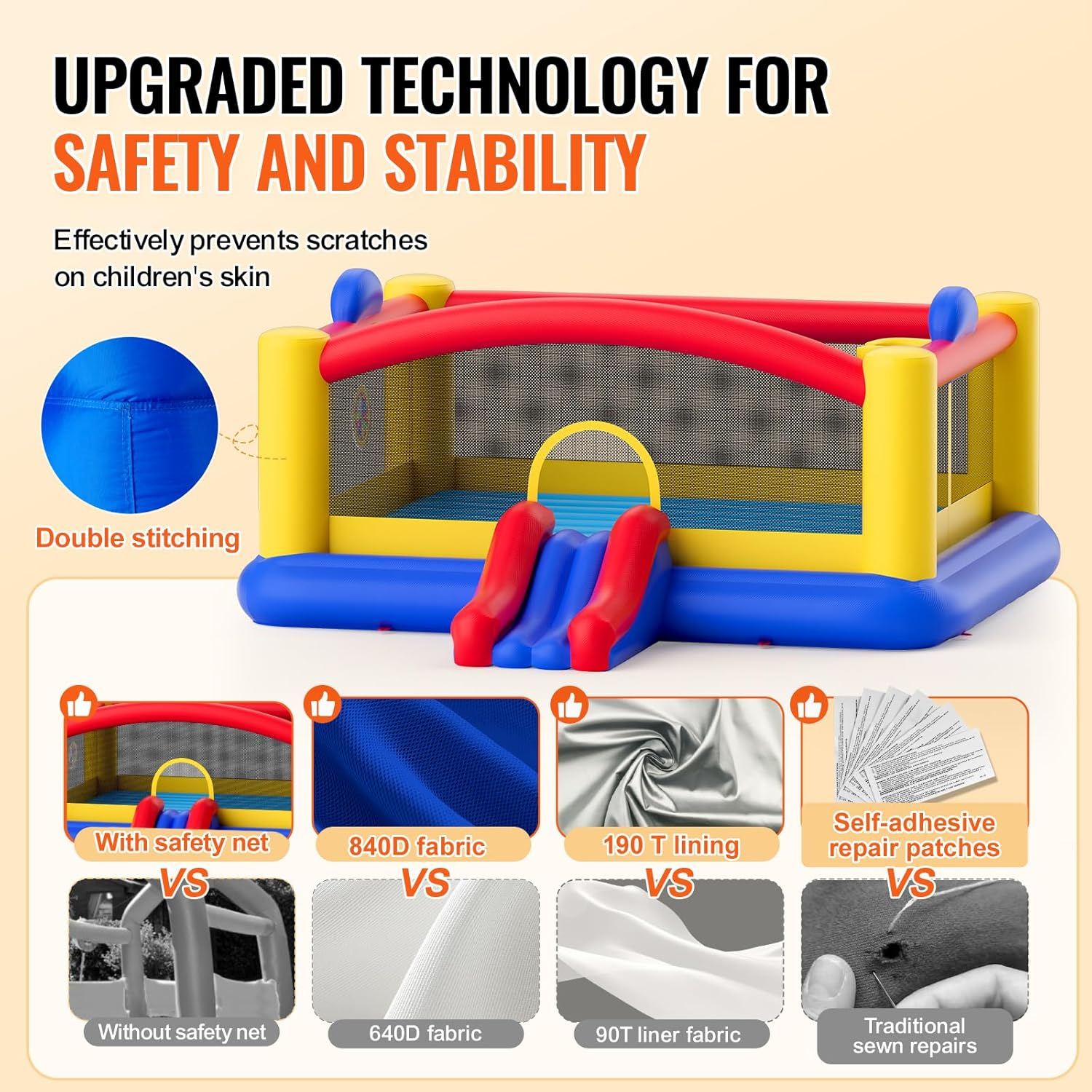 Large Multicolor Inflatable Bounce House with Slide and Basketball Hoop