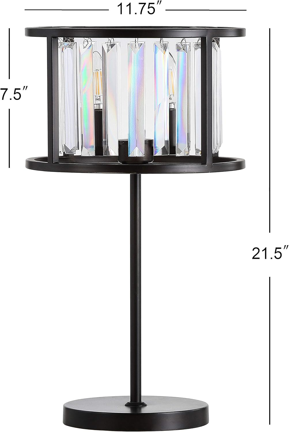 JONATHAN Y JYL9053A Bevin 21.5" Metal/Crystal LED Table Lamp Traditional Bedside Desk Nightstand Lamp for Bedroom Living Room Office College Bookcase LED Bulbs Included, Oil Rubbed Bronze/Crystal