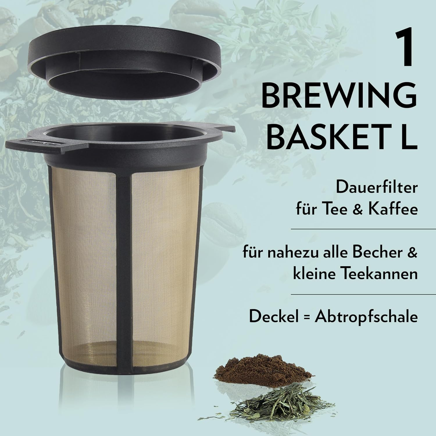 Reusable Stainless Steel Coffee and Tea Infusing Mesh Brewing Basket, Large, Black