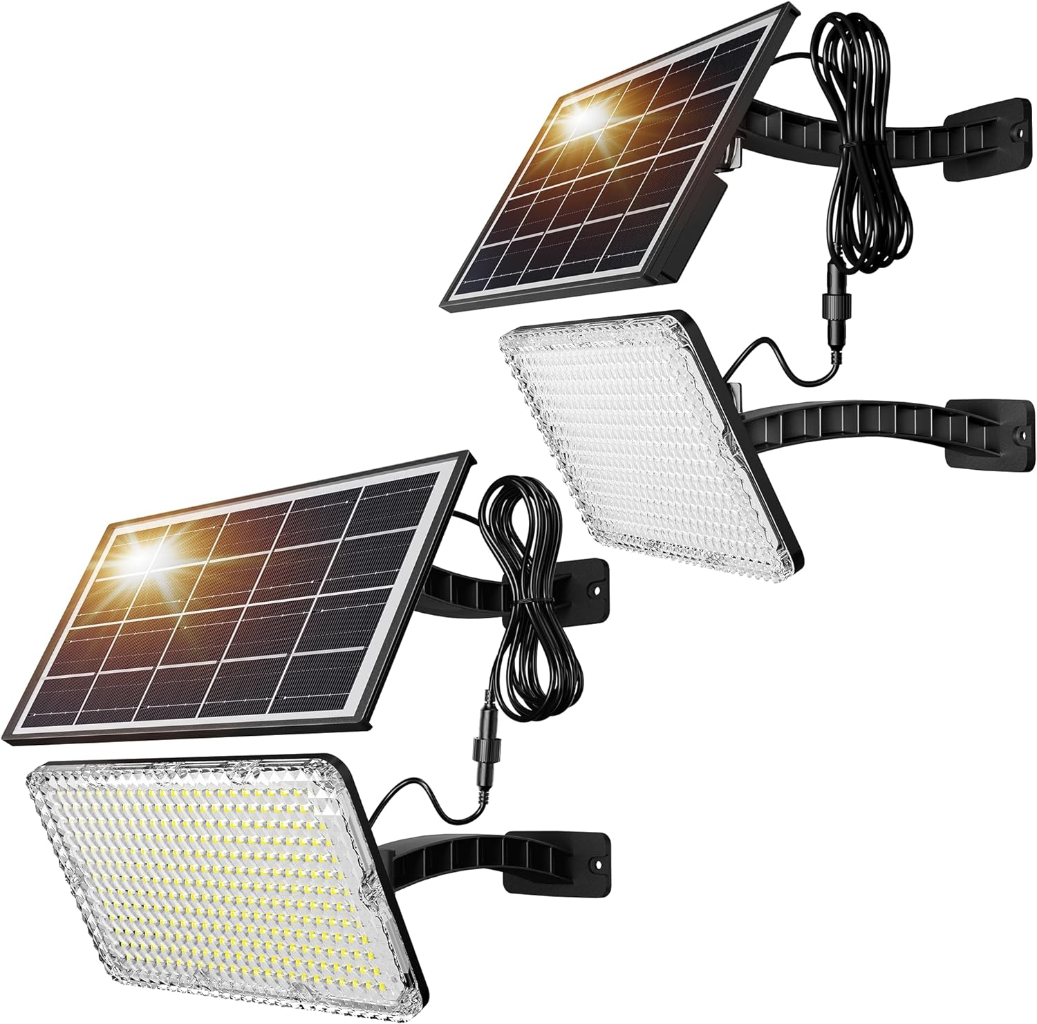 JACKYLED 1000 Lumens 299 LED Solar Lights Outdoor Bright Solar Dusk to Dawn Light with 4000mAh Battery, IP65 Waterproof Outdoor Solar Powered Security Flood Light for Wall Porch Shed Barn
