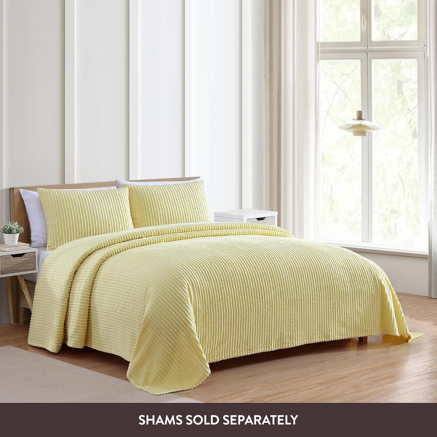 Sunny Yellow Cotton Chenille Queen Bedspread