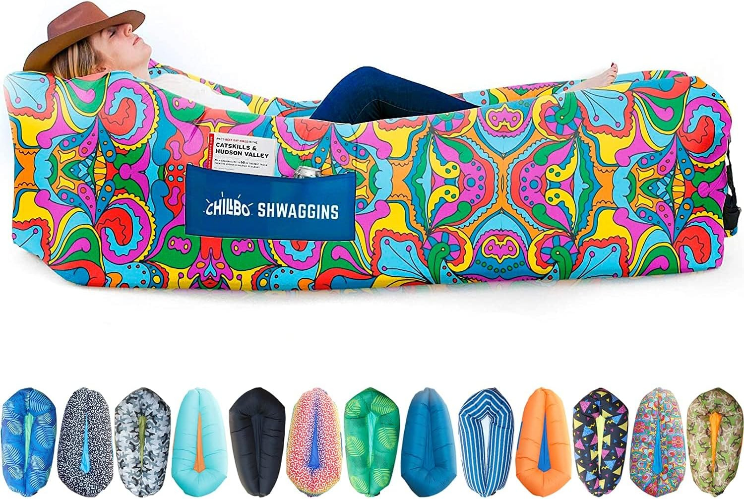 Chillbo Shwaggins Inflatable Couch – Cool Inflatable Chair Easy Setup is Perfect for Hiking Gear, Beach Chair and Music Festivals. (Royal Blue)