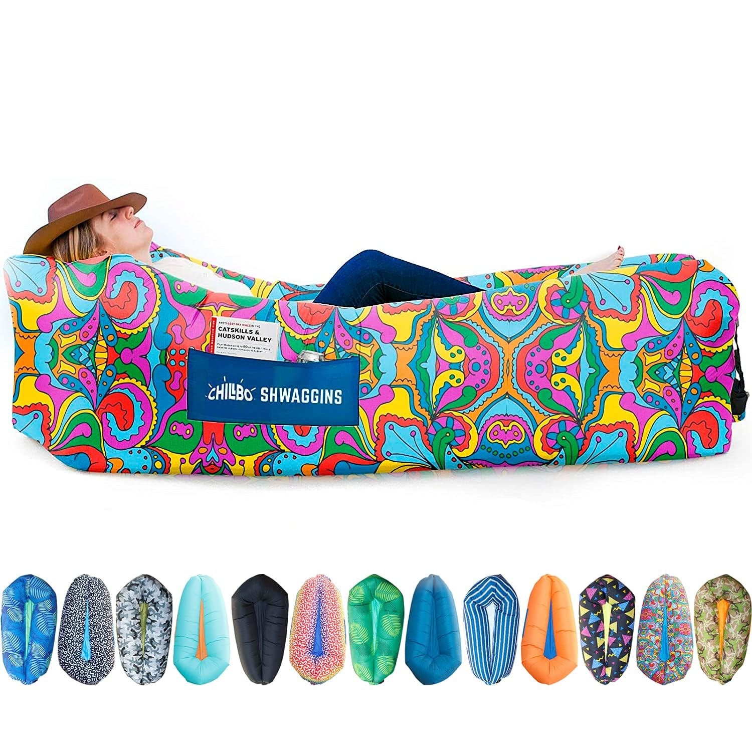 Chillbo Shwaggins Inflatable Couch – Cool Inflatable Chair Easy Setup is Perfect for Hiking Gear, Beach Chair and Music Festivals. (Royal Blue)