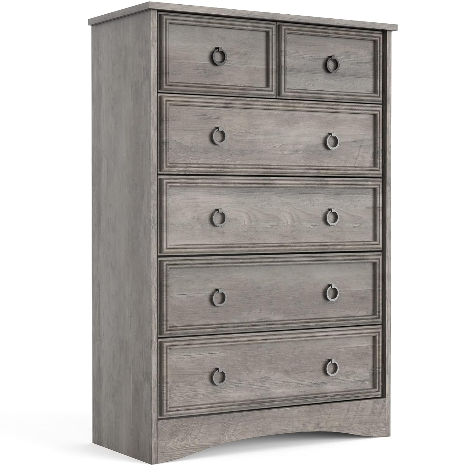 6 Drawer Dresser, Tall Wood Chest of Drawers Dressers for Bedroom, Living Room, Gray