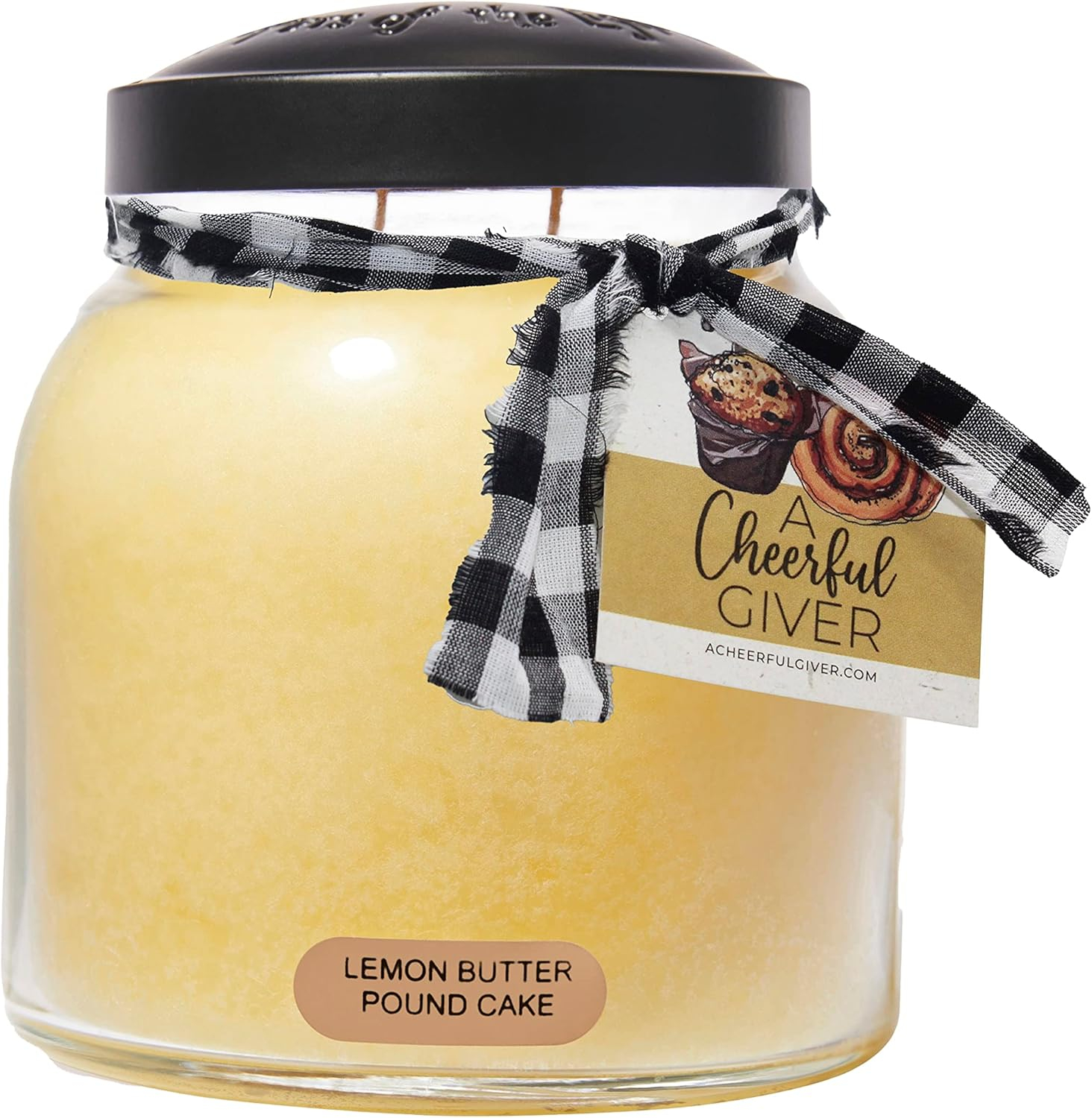 A Cheerful Giver — Lemon Butter Pound Cake - 34oz Papa Scented Candle Jar with Lid - Keepers of the Light - 155 Hours of Burn Time, Gift for Women, Yellow