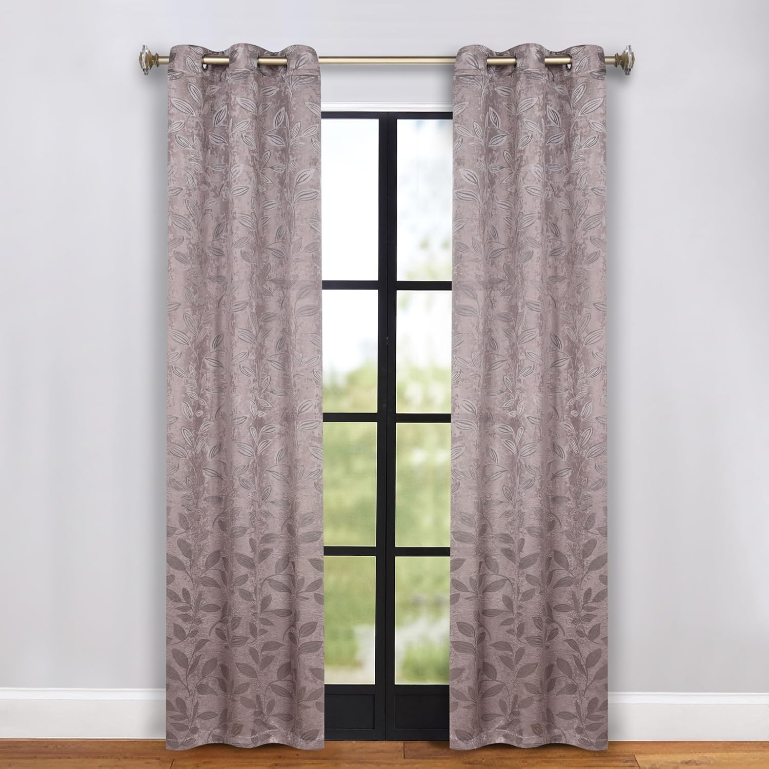 Superior Leaves Blackout Curtains, Set of 2, 42" X 96", Cappuccino-Brown