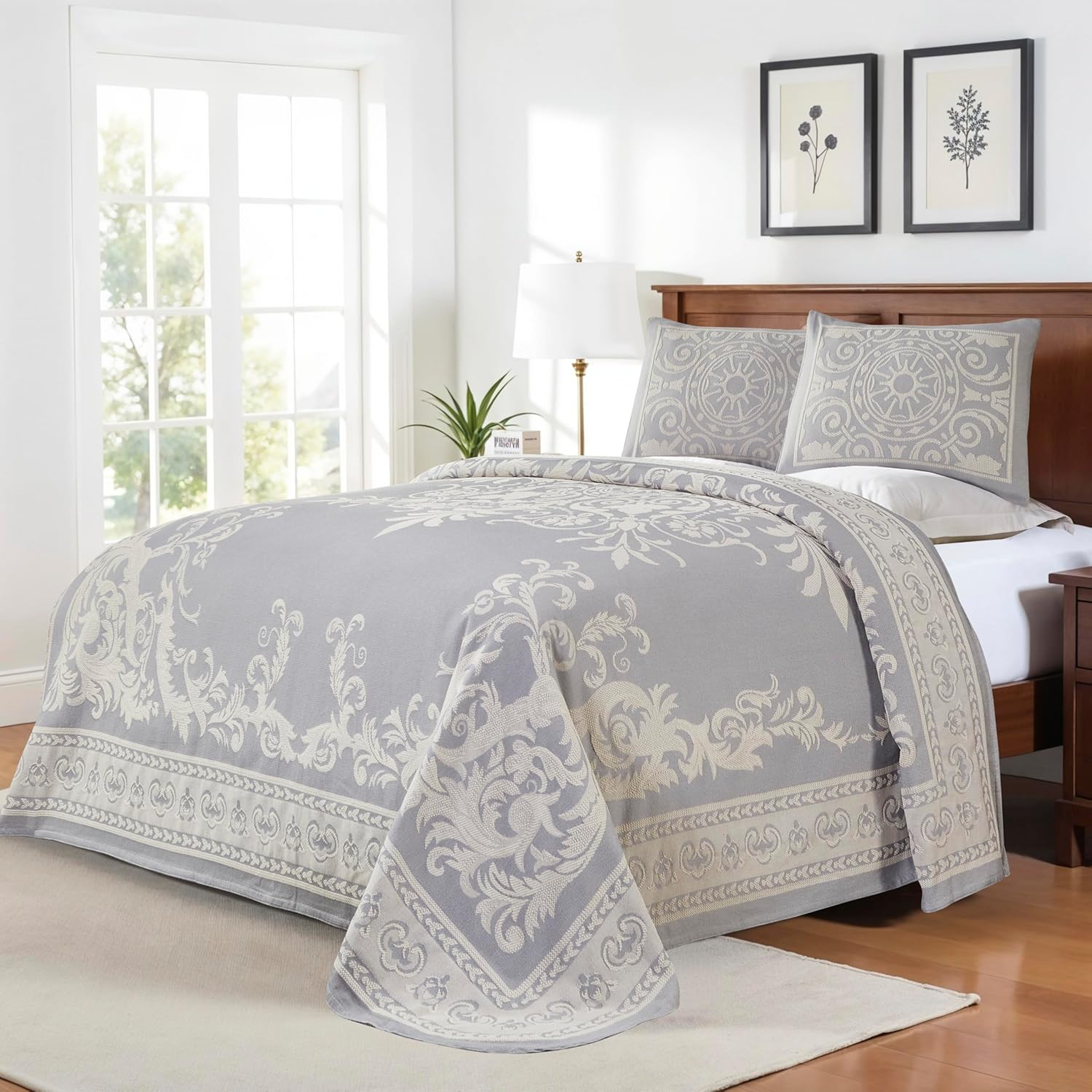 Superior Bedspread Set, Twin, Slate Blue, 2 Piece
