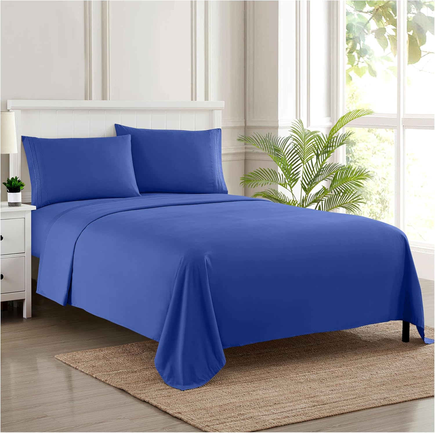 Sweet Home Collection 1800 Series Bed Sheets - Extra Soft Microfiber Deep Pocket Sheet Set - Royal Blue, Twin