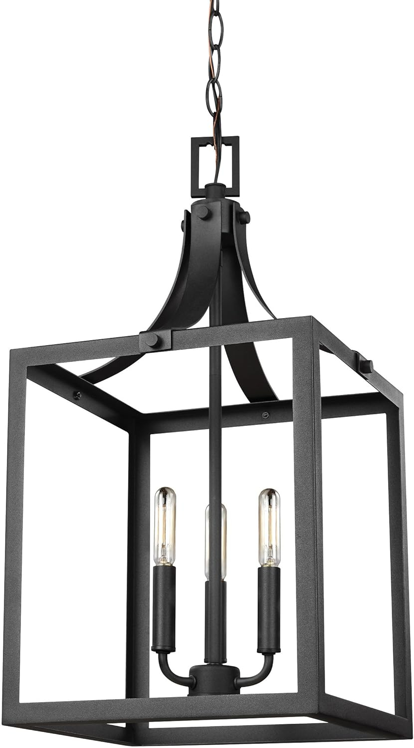 Generation Lighting Labette 3 -Light Black Traditional Square Medium Hanging Pendant light