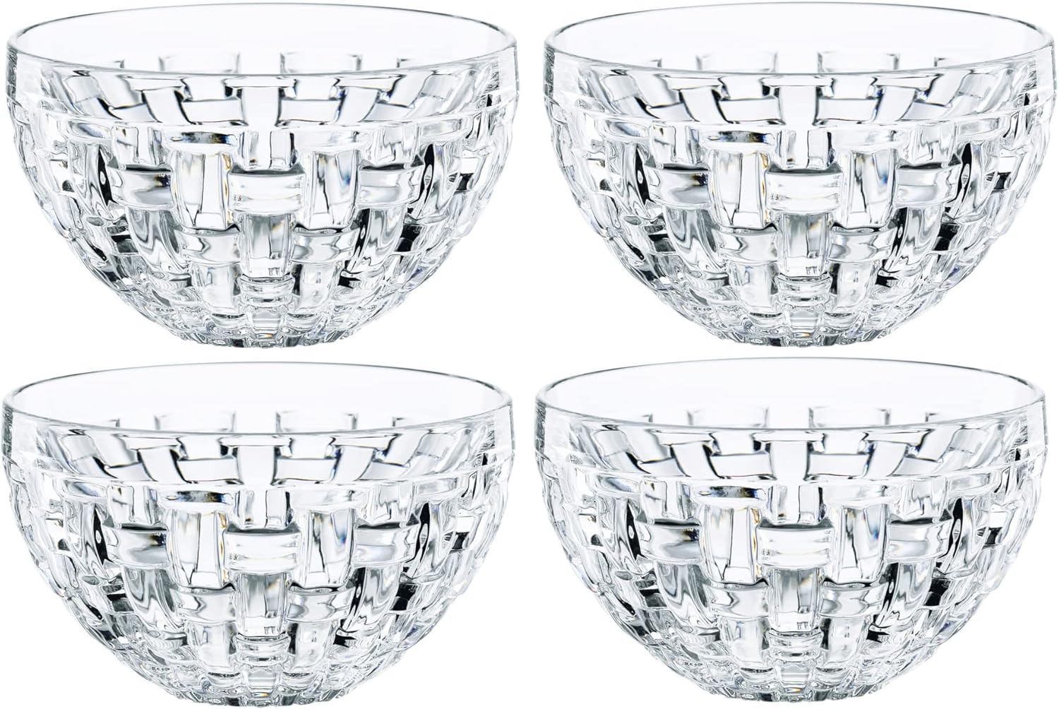 Nachtmann Bossa Nova Round Crystal Dip Bowls, Set of 4, Serving Dish for Sauce, Salsa, Ice Cream, and Dips, Giftable, 3.5 Ounce, Clear, Dishwasher Safe
