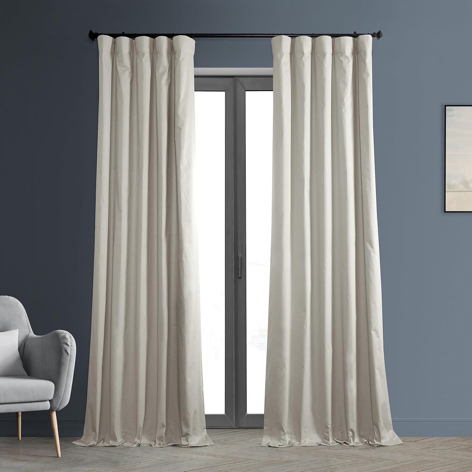 Hazelwood Beige Solid Cotton Blackout Curtain (1 Panel), Hazelwood Beige, 50W X 108L
