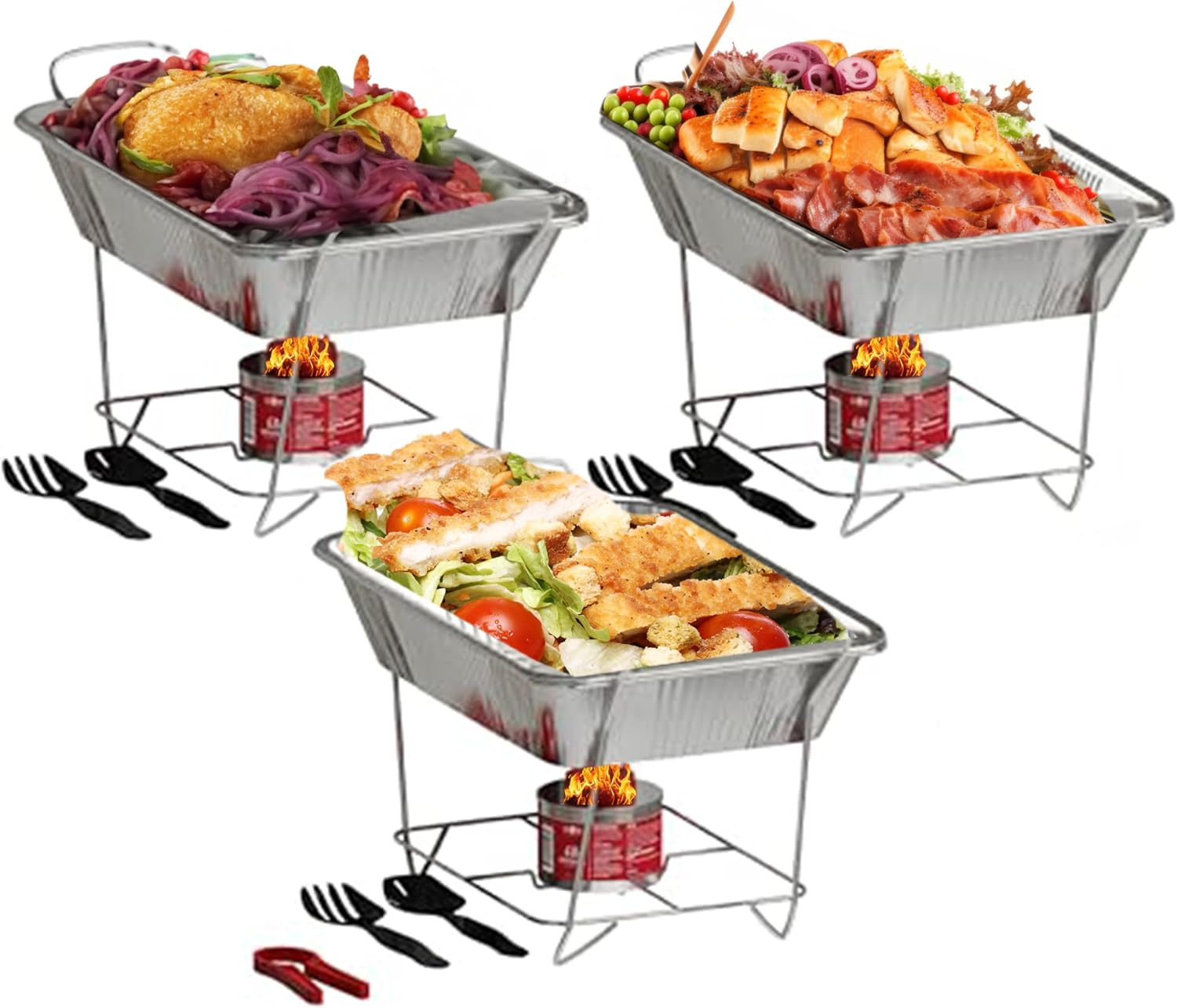 ALPHA LIVING Disposable Chafing Dish Buffet Set, Food Warmers for Parties, 6hr Fuel Cans Complete