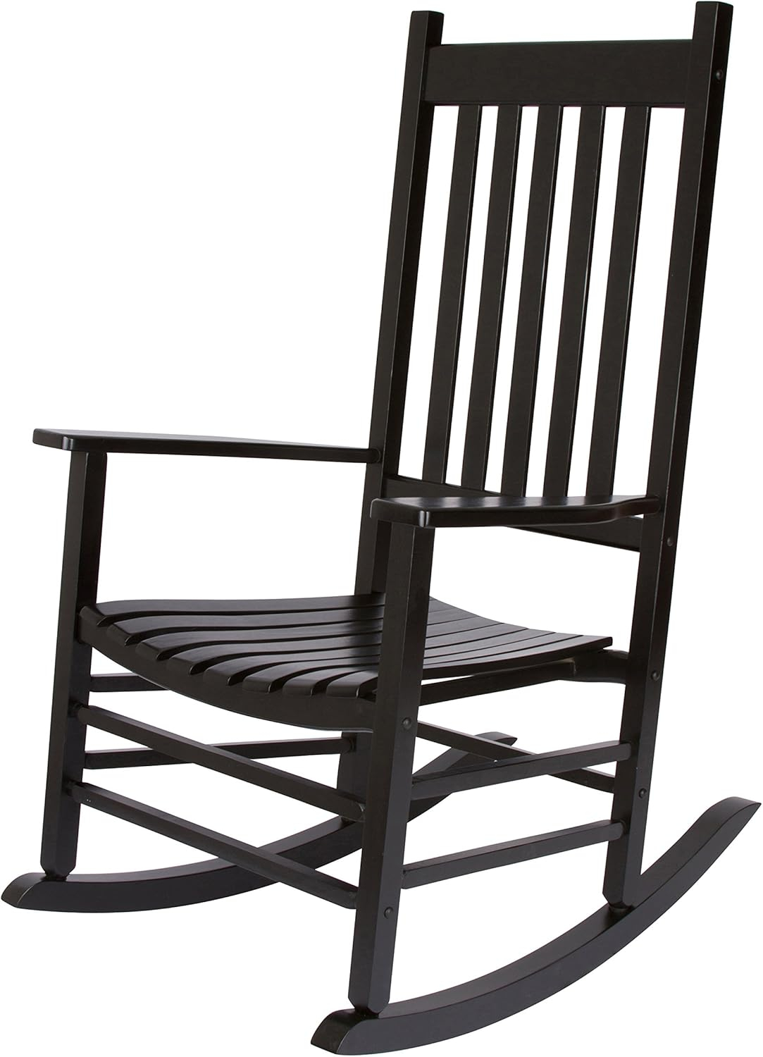 Shine Company Vermont Porch Rocker, High Back Wood Rocking Chair, Black