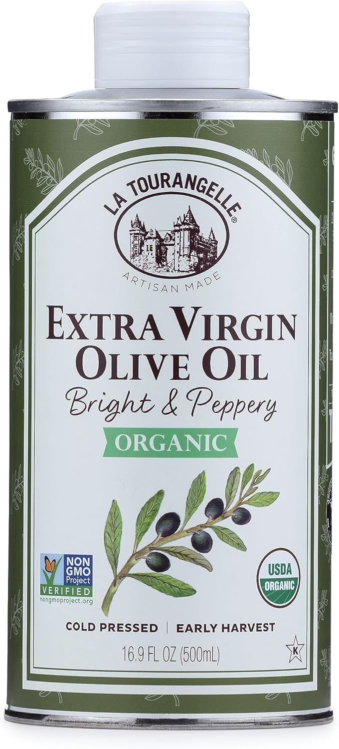 La Tourangelle, Organic Extra Virgin Olive Oil, Cold-Pressed EVOO from Spain, 25.4 Fl Oz – Spanish Olive Oil with Polyphenols for Cooking, Drizzling, Marinades, and Dipping, Rich Flavor