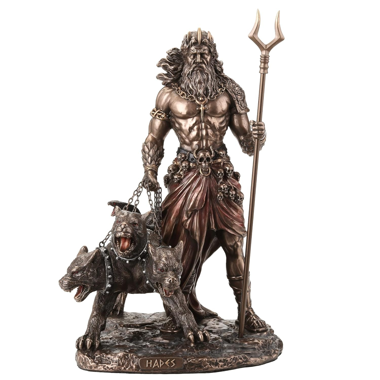 Veronese Design 9 7/8 Inch Hades Greek God of The Underworld with Cerberus Hound Cold Cast Resin Bronze Finish Sculpture