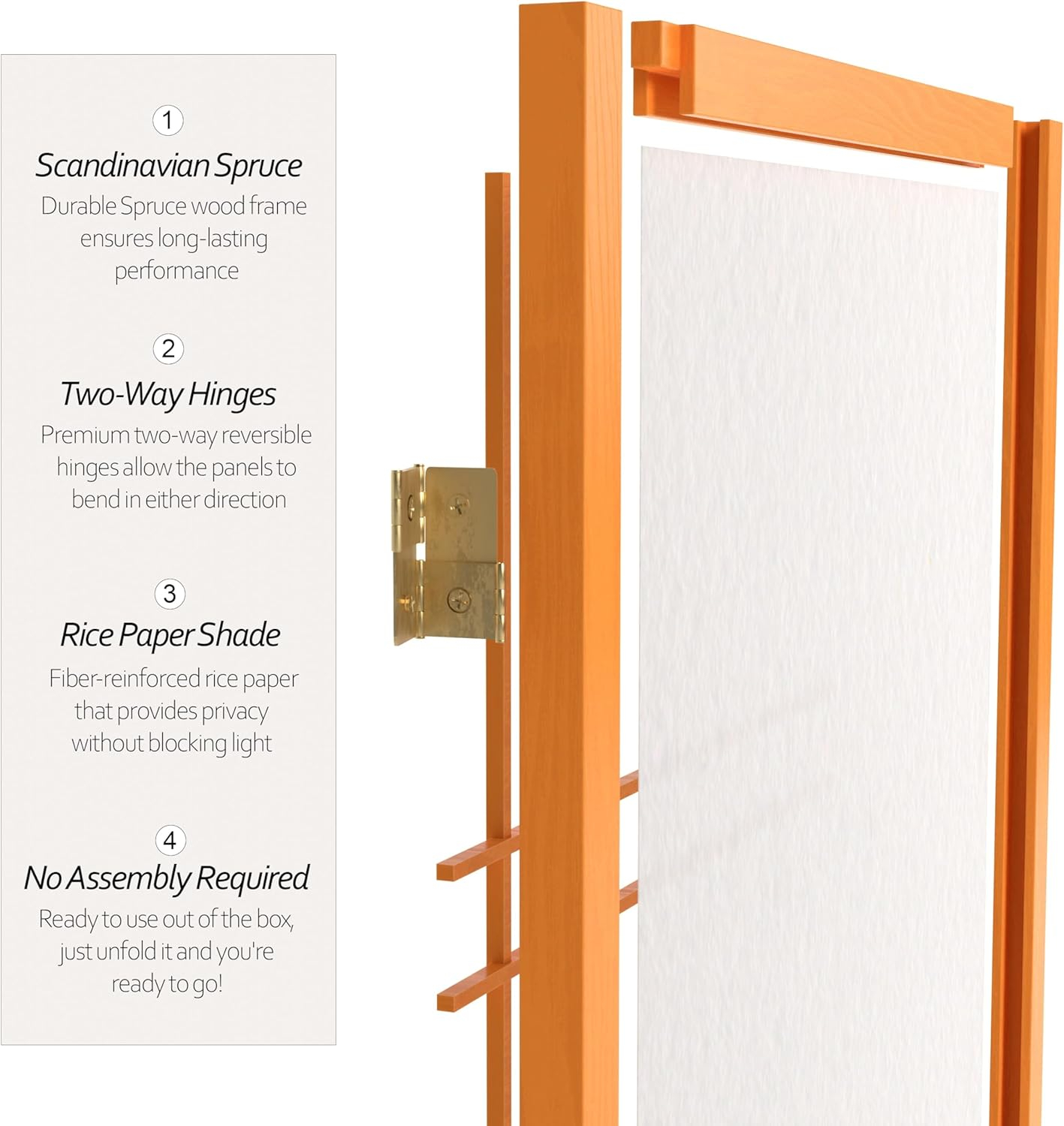 48" x 42" Double Cross Shoji 3 Panel Room Divider