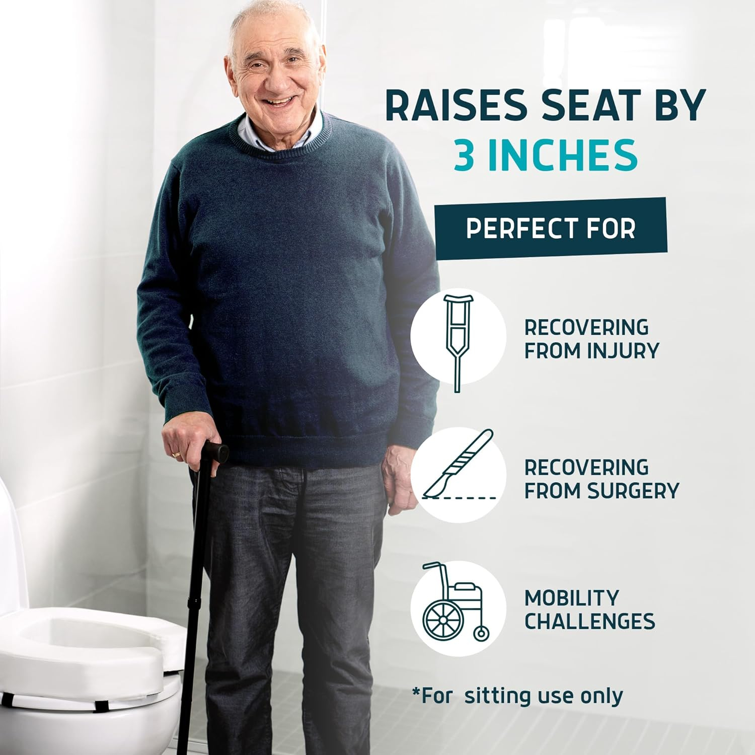 White High-Density Foam Raised Toilet Seat Cushion