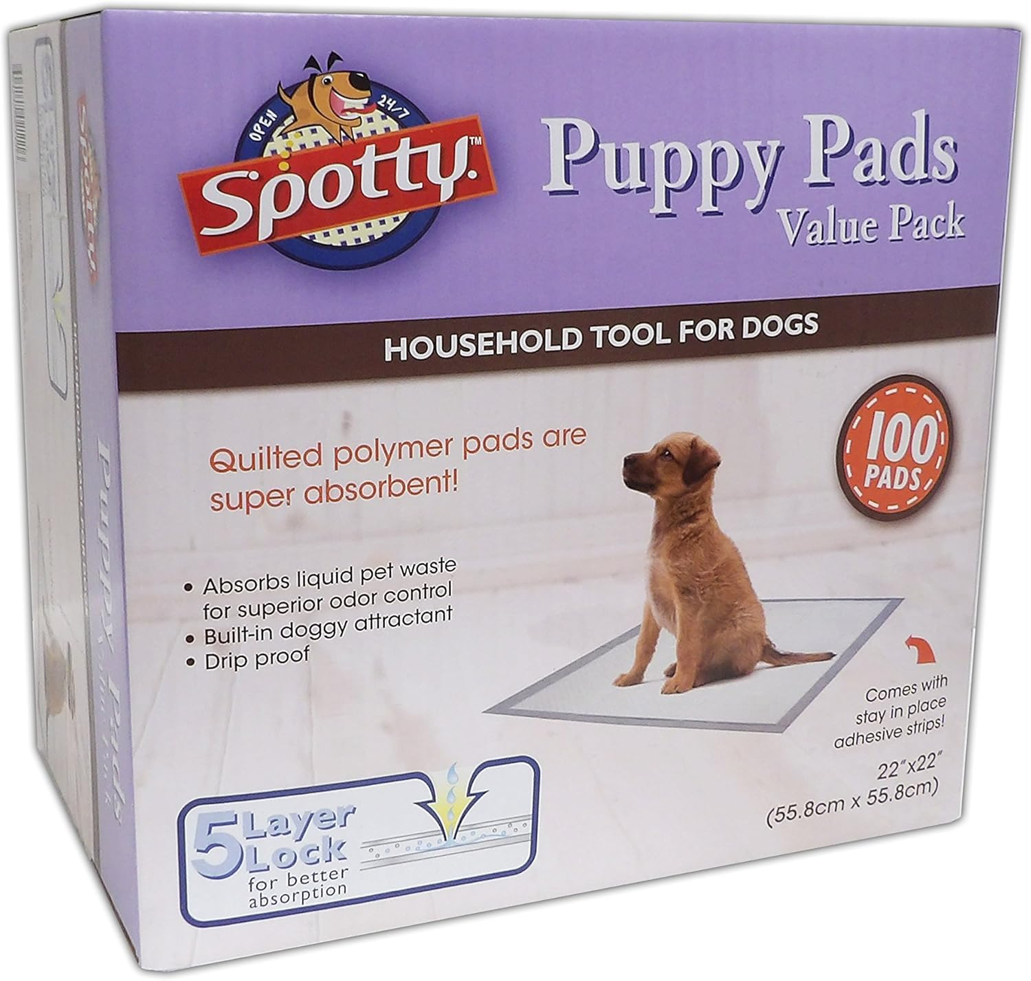 Super Absorbent Heavy Duty 5 Layer Housebreaking Training Leak Proof Pet Puppy Dog Pee Pads, 100 Count