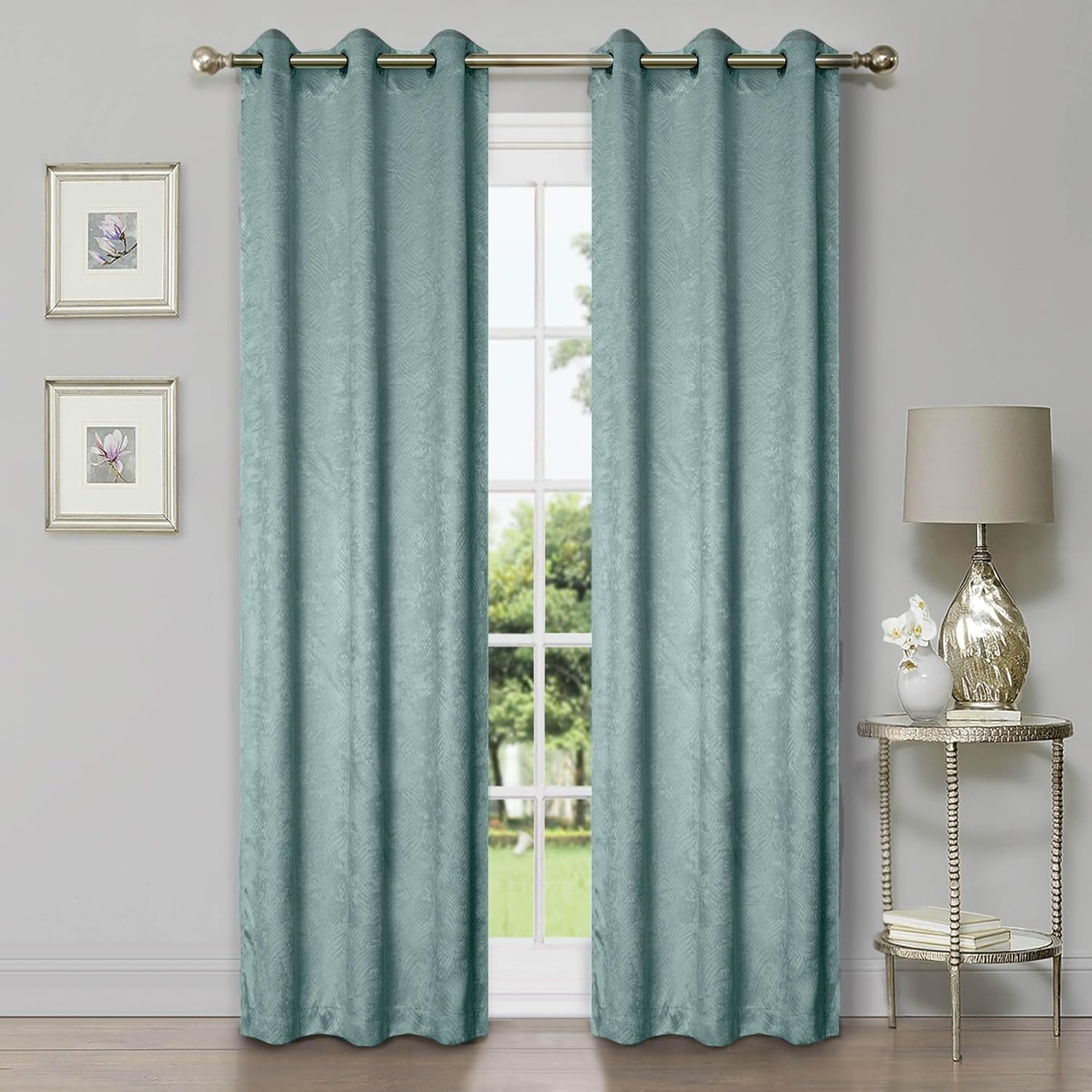 Superior Waverly Blackout Curtains, Rod Pocket, Set of 2, 42" x 108", Teal
