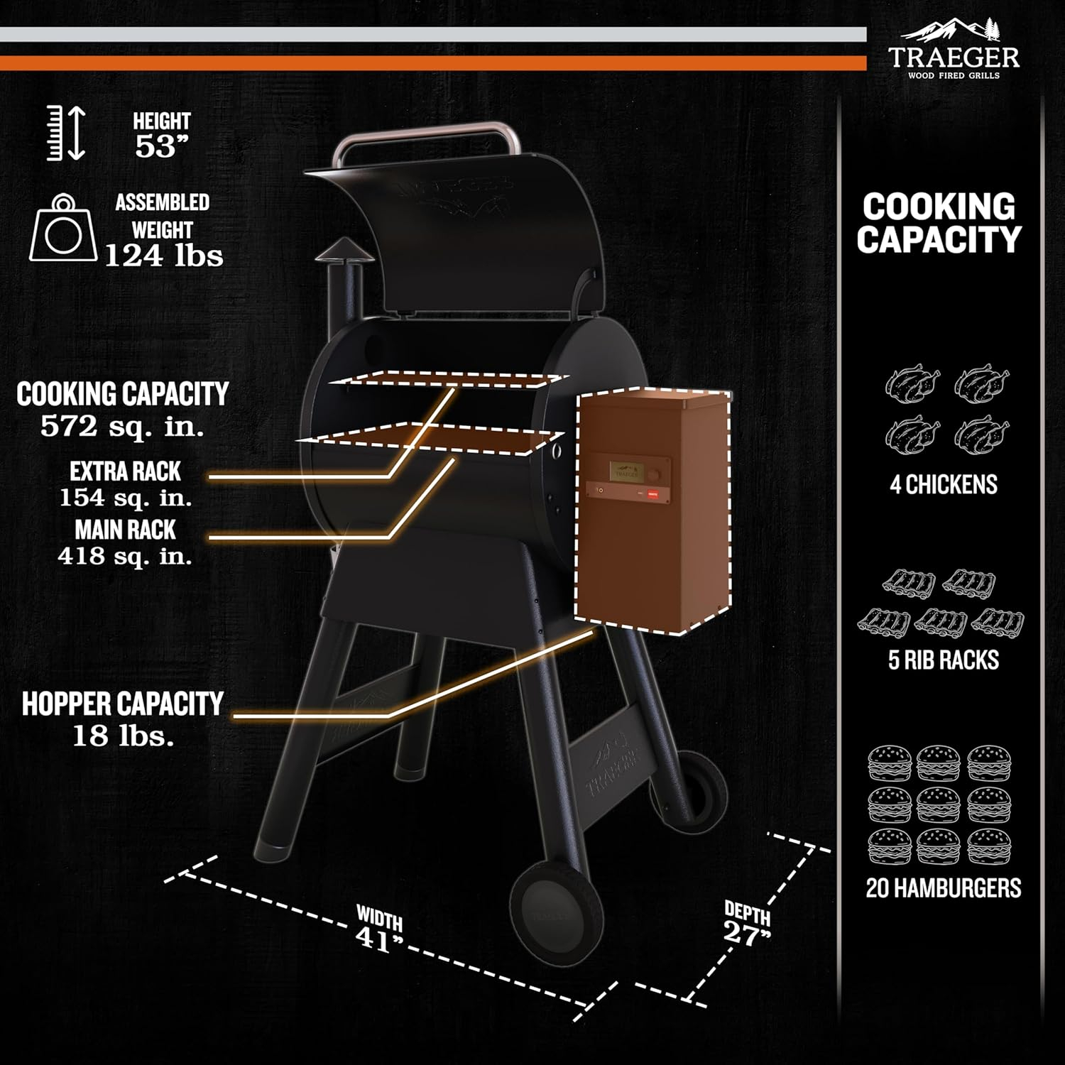 Black Steel WiFi-Enabled Wood Pellet Smoker Grill