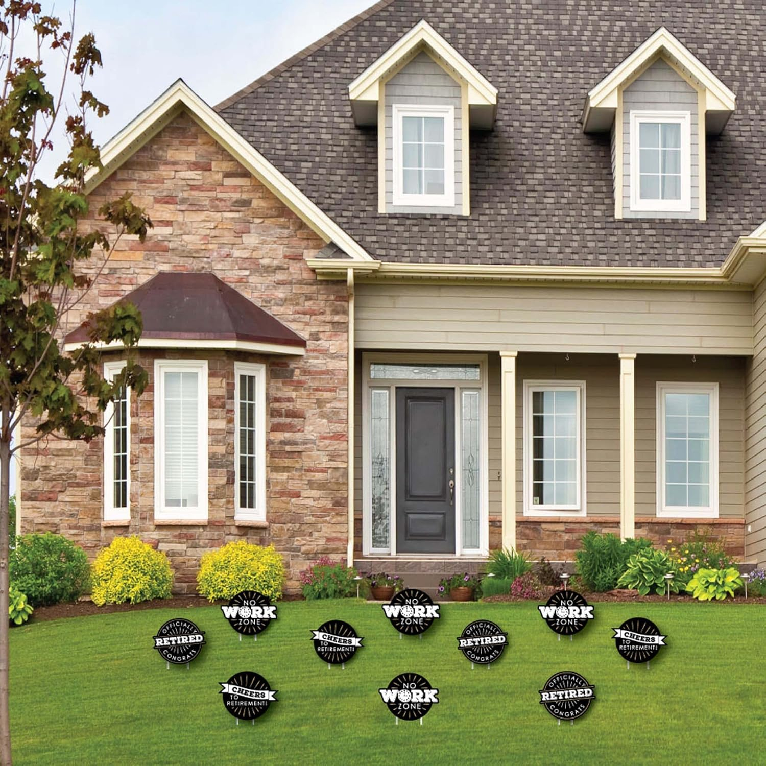 Big Dot of Happiness Happy Retirement - Lawn Decorations - Outdoor Retirement Party Yard Decorations - 10 Piece