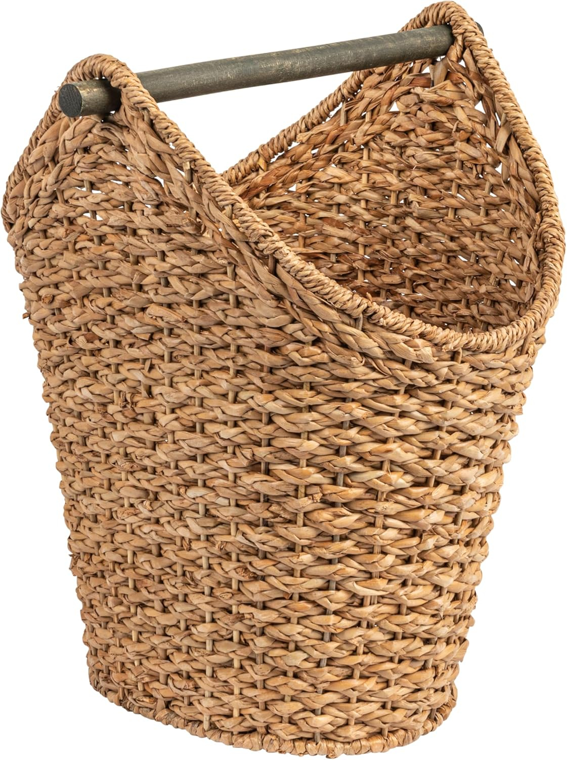 Desert Fields Bankuan Braided Oval Toilet Paper Basket with Wood Bar