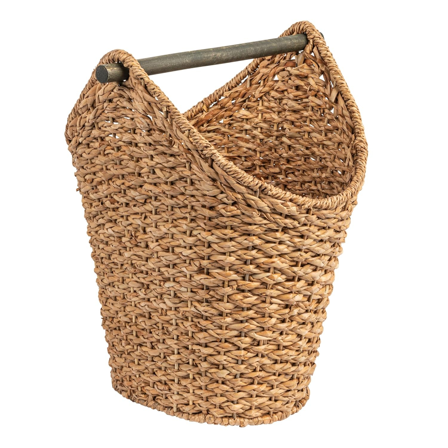 Desert Fields Bankuan Braided Oval Toilet Paper Basket with Wood Bar