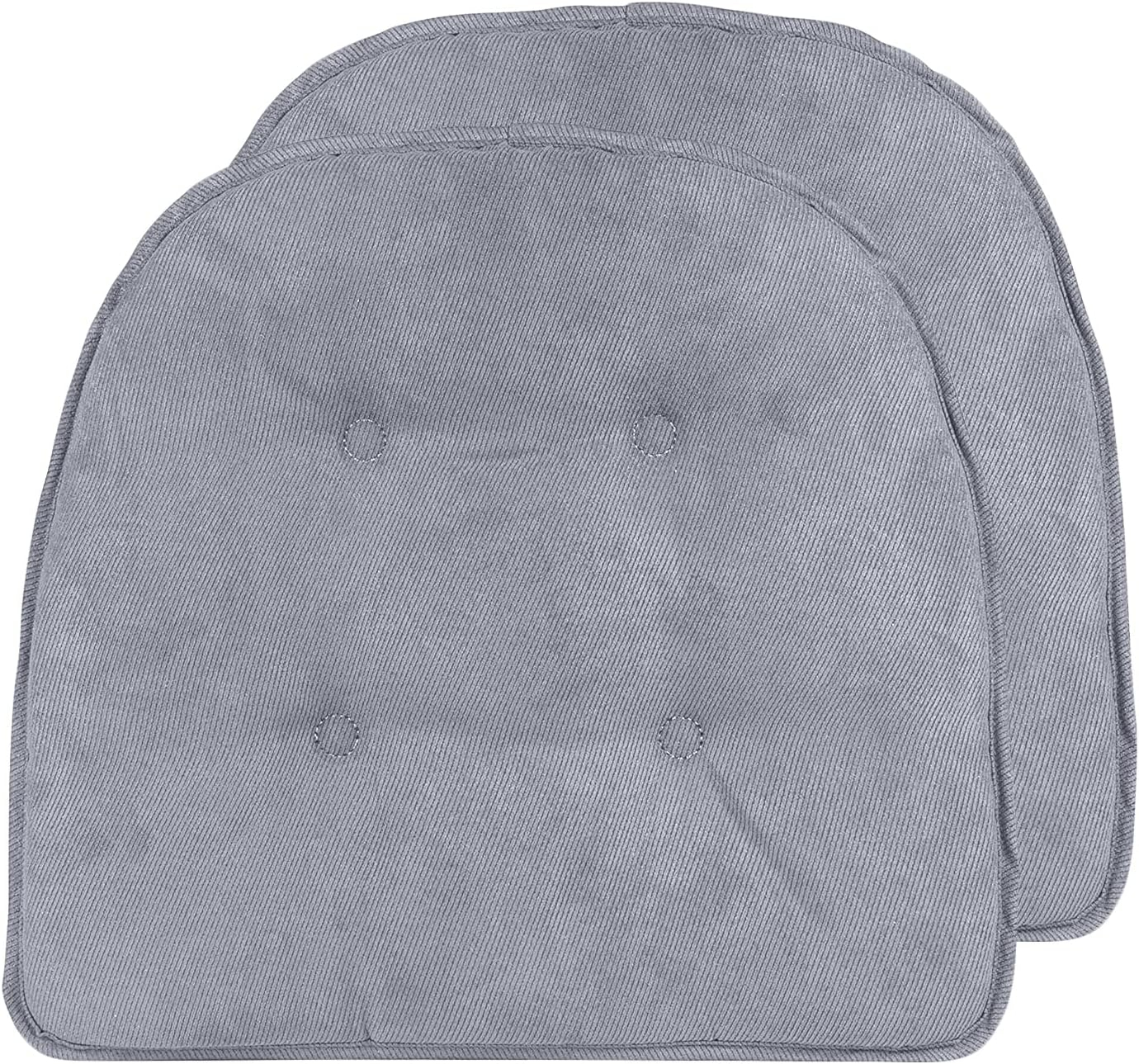 Gray Polyester Non-Slip U-Shaped Chair Cushions, Set of 2