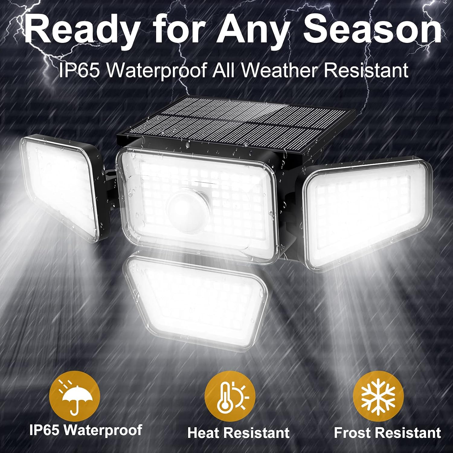 Solar Lights Outdoor, 270 LED 3000LM Motion Sensor Light, IP65 Waterproof 4 Heads 3 Modes 330°Wide Angle 6500K Solar Powered Security LED Wireless Flood Lights Luces Solares para Exteriores (2 Pack)