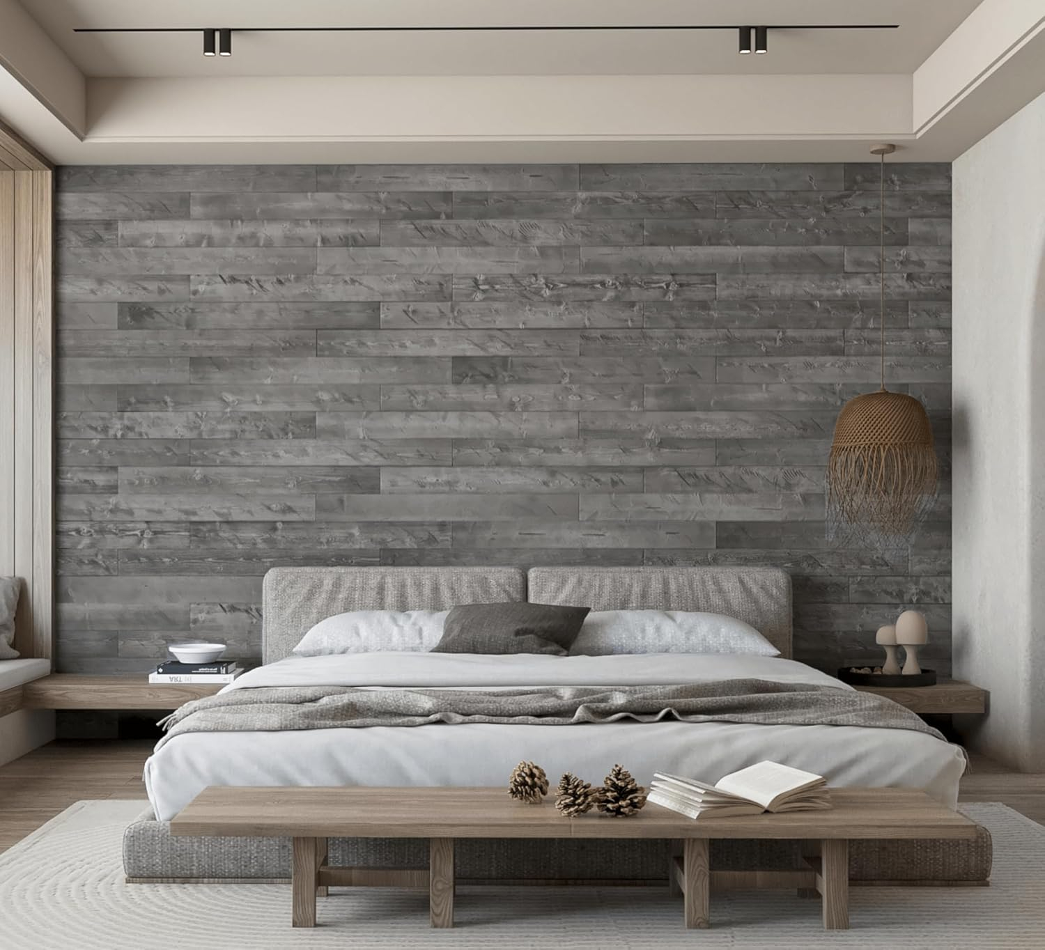 WoodyWalls Peel and Stick Wood Planks | Real Wood Wall Panels | Premium Set of 12 Wood Planks for Walls | DIY Wood Panels (19.5 sq. ft. per Box) Gray