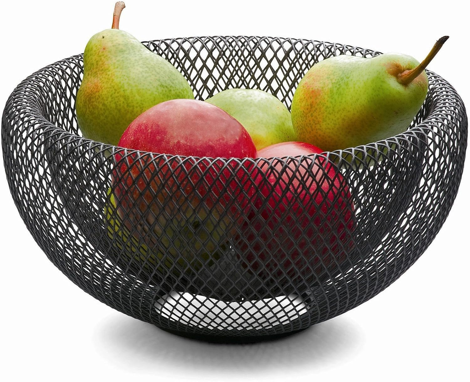 Philippi Bendable Mesh Fruit Bowl Decorative Fruit Basket for Fruits & Vegetables - Metal Bowl for Kitchen Counter Dining Room Table Office, 10' (Black)