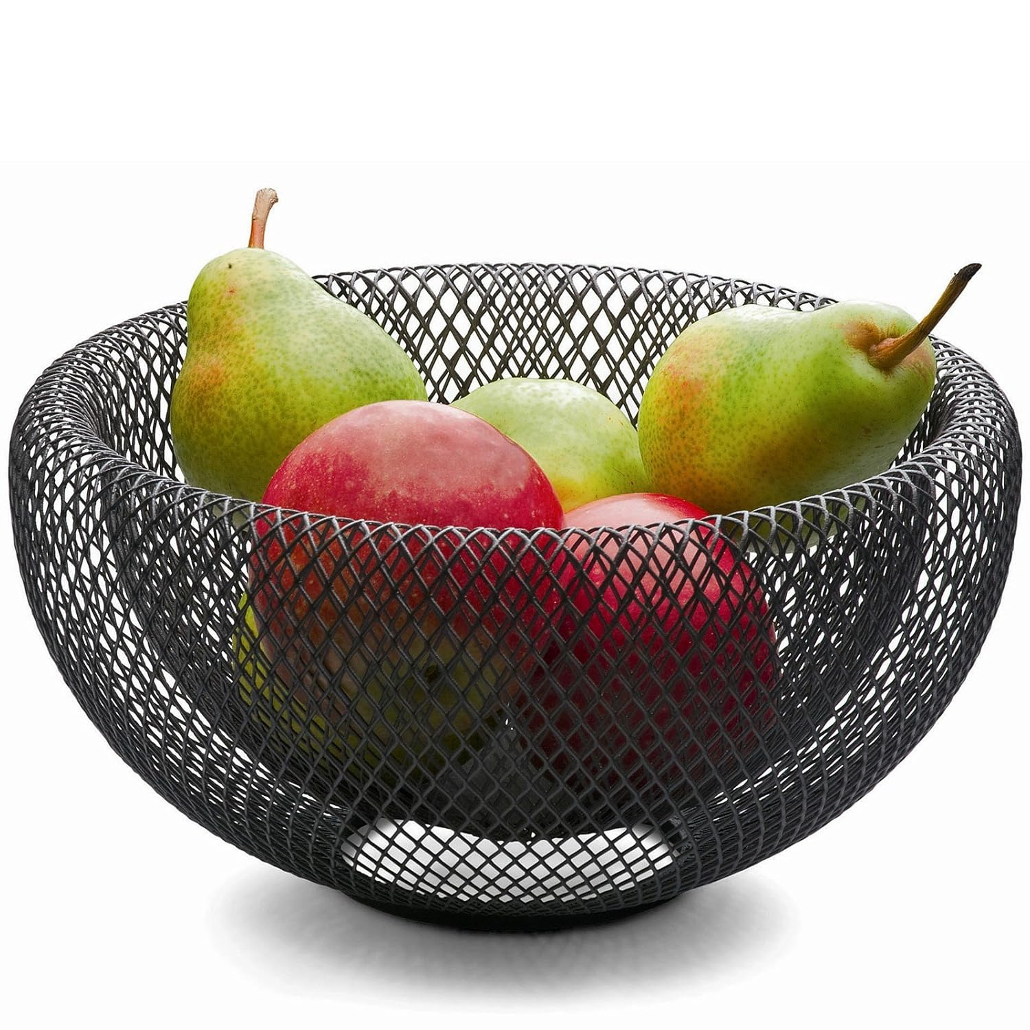Philippi Bendable Mesh Fruit Bowl Decorative Fruit Basket for Fruits & Vegetables - Metal Bowl for Kitchen Counter Dining Room Table Office, 10' (Black)