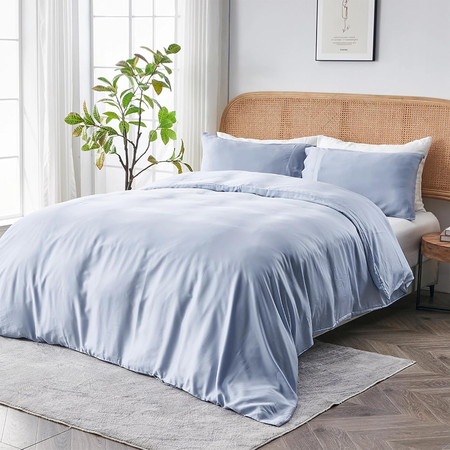 SIJO AiryWeight Tencel Duvet Cover, 100% Lyocell Derived from Eucalyptus, Buttery Soft, Best Cooling Sheets by Architectural Digest (Sky, Twin/Twin XL 70"x90")